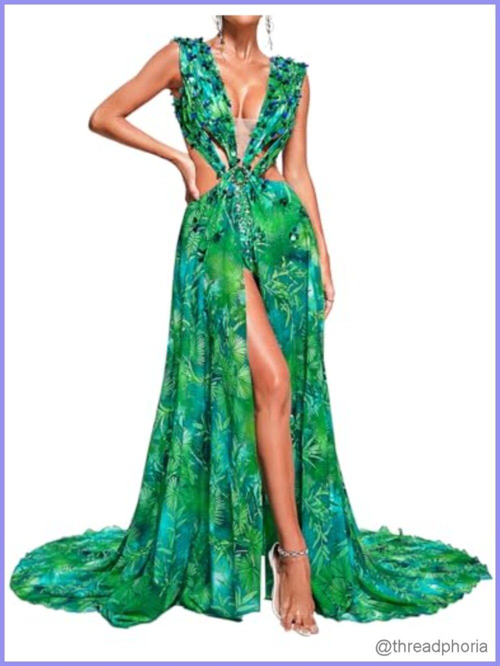 Backless Embellished Maxi Dress Deep V Neck Sleeveless Formal Vacation